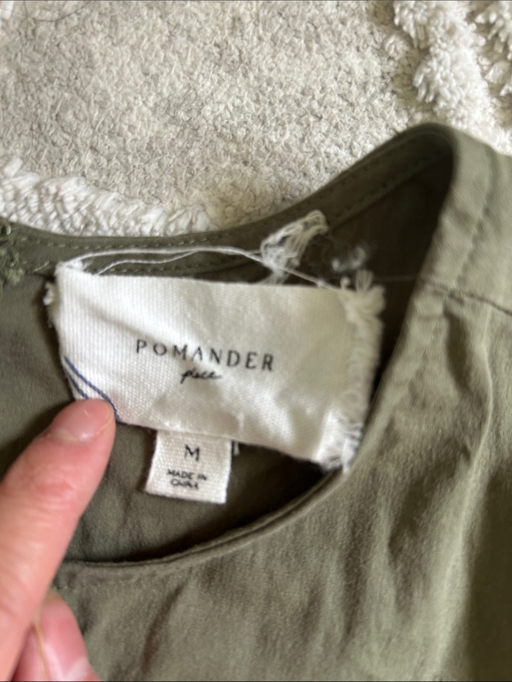 Pomander place Women’s Tiered Maxi Dress — Olive Green and white - Picture 2 of 3